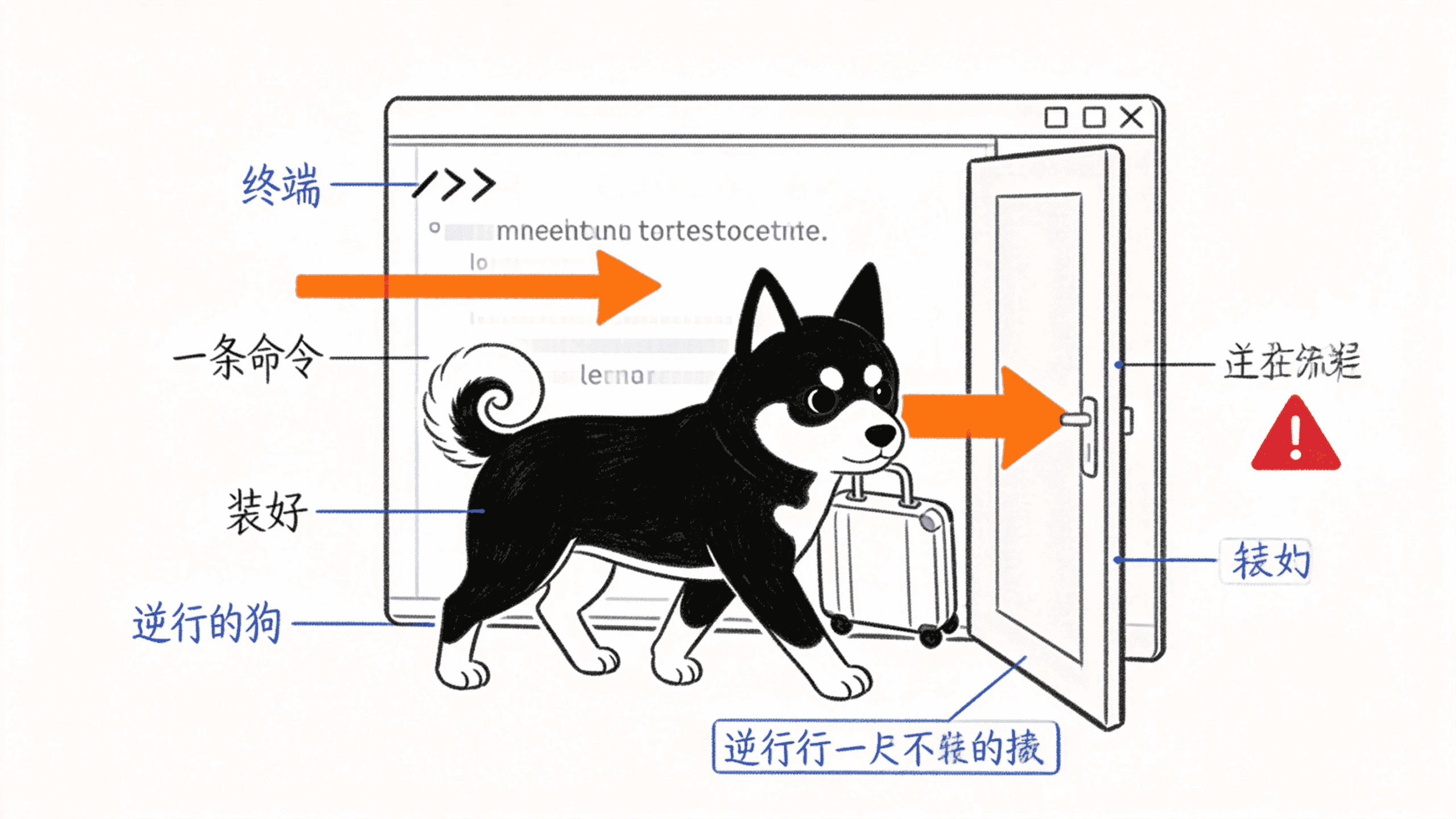狗走进终端窗口大门，一条命令装好 OpenCode TUI