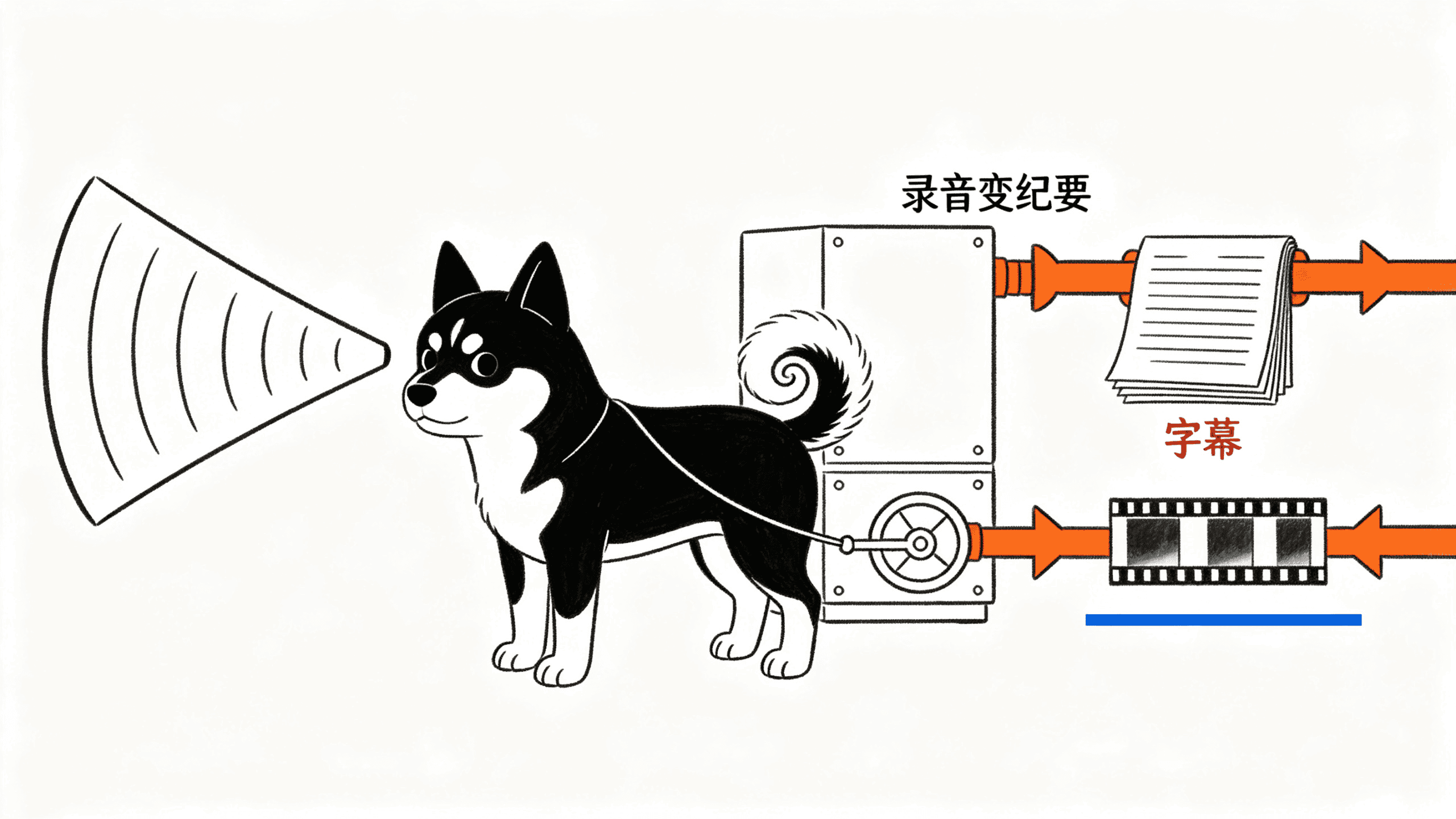 录音进机器分两路输出纪要和字幕