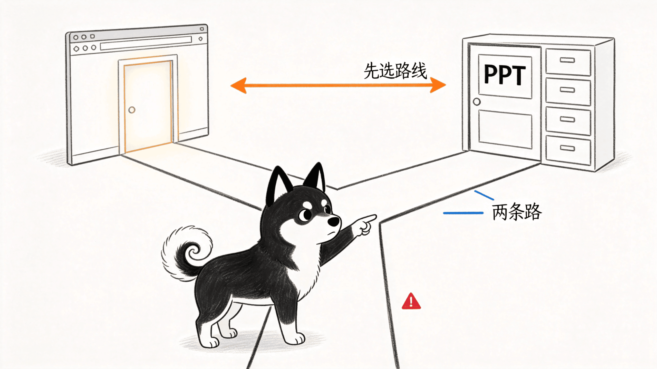 Y 形岔路口：HTML 路线与 PPT 路线二选一